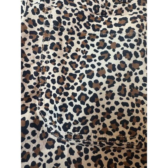 New J Crew High Waist Wide Leg Leopard Print Cotton Linen Blend Pants 26 - Picture 8 of 9